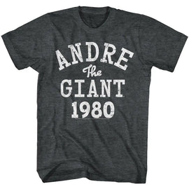 Andre The Giant-Atg1980-Black Heather Adult S/S T-Shirt - Black Heather