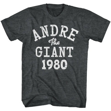 Andre The Giant-Atg1980-Black Heather Adult S/S T-Shirt - Black Heather