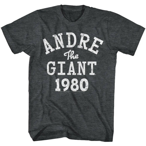 Andre The Giant-Atg1980-Black Heather Adult S/S T-Shirt - Black Heather