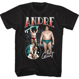 Andre The Giant-Multi Scene-Black Adult S/S T-Shirt - Black