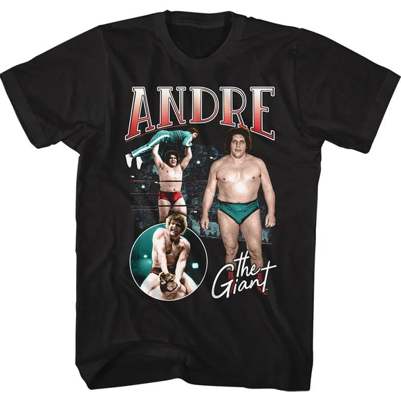 Andre The Giant-Multi Scene-Black Adult S/S T-Shirt - Black