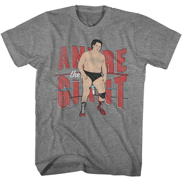 Andre The Giant-Andre The Giant Andre And Ropes-Graphite Heather Adult S/S T-Shirt - Graphite Heather