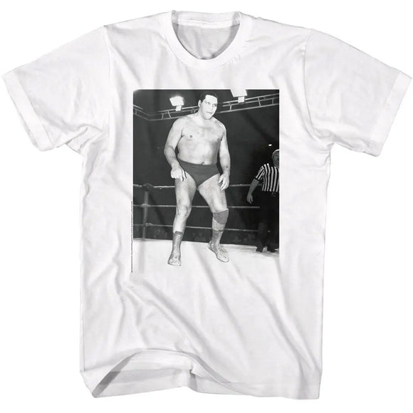 Andre The Giant-Andre Bw-White Adult S/S T-Shirt - White