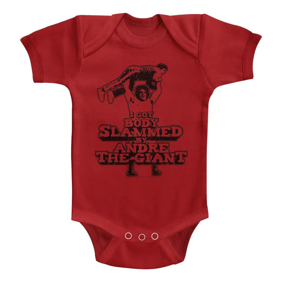 Andre The Giant-Bodyslam-Red Infant S/S Bodysuit-6M - Red