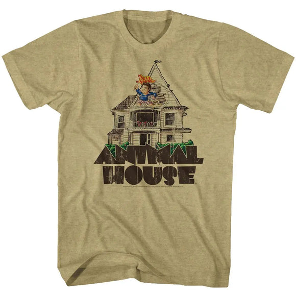 Animal House-Flag Flyer-Khaki Heather Adult S/S T-Shirt - Khaki Heather