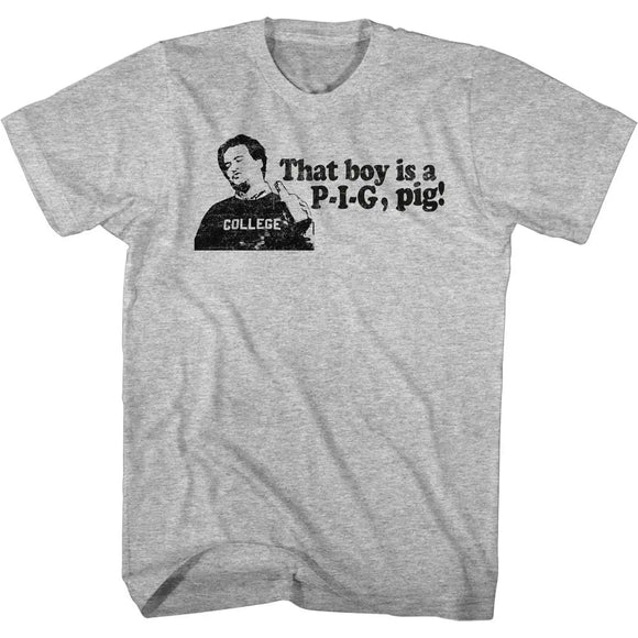 Animal House-Pig-Gray Heather Adult S/S T-Shirt - Gray Heather