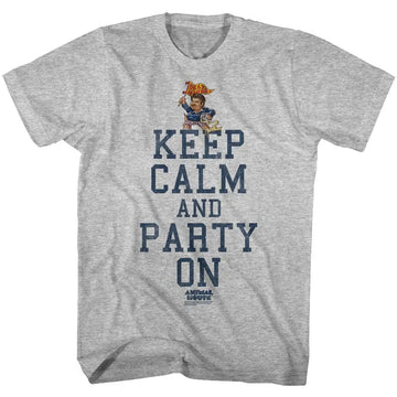 Animal House-Party On-Gray Heather Adult S/S T-Shirt - Gray Heather