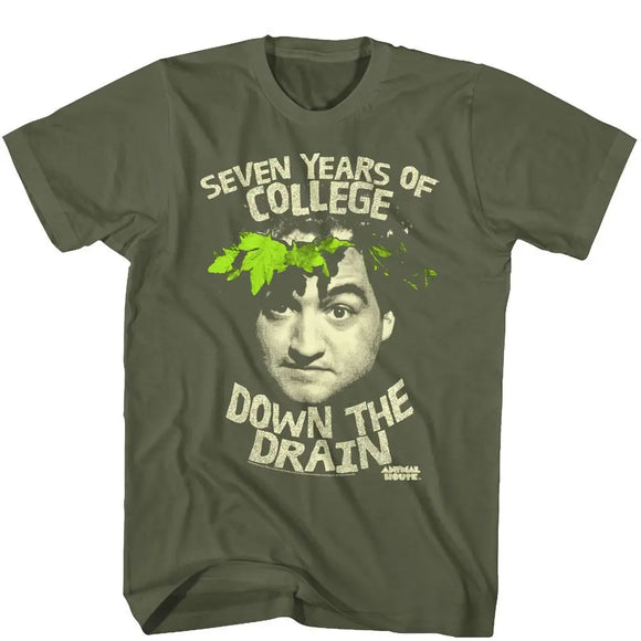 Animal House-Down The Drain-Military Green Adult S/S T-Shirt - Military Green