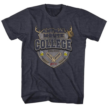 Animal House-College Crest-Navy Heather Adult S/S T-Shirt - Navy Heather