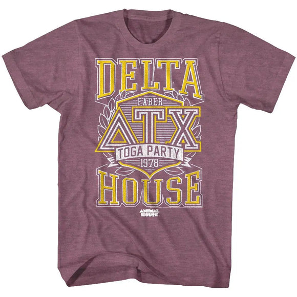 Animal House-Togaparty78-Vintage Maroon Heather Adult S/S T-Shirt - Vintage Maroon Heather