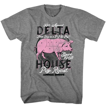 Animal House-Pig Roast-Graphite Heather Adult S/S T-Shirt - Graphite Heather