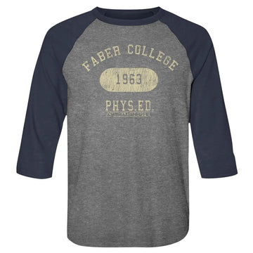 Animal House-Faber Phys Ed-Premium Heather/Vintage Navy Adult 3/4 Sleeve Raglan-S - Premium Heather/Vintage Navy