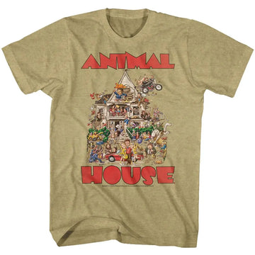 Animal House-The House-Khaki Heather Adult S/S T-Shirt - Khaki Heather