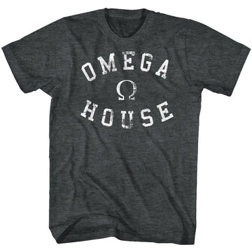 Animal House-Omega House-Black Heather Adult S/S T-Shirt - Black Heather