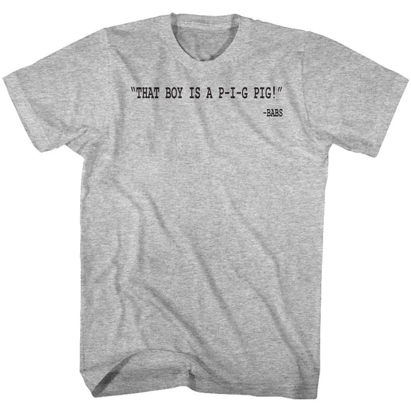 Animal House-Little Piggie Stayed Home-Gray Heather Adult S/S T-Shirt - Gray Heather