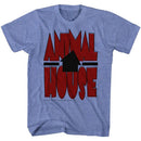 Animal House-Tilted House-Light Blue Heather Adult S/S T-Shirt - Light Blue Heather