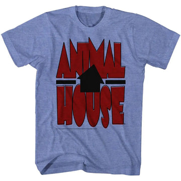 Animal House-Tilted House-Light Blue Heather Adult S/S T-Shirt - Light Blue Heather