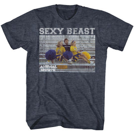 Animal House-Sexy Beast-Navy Heather Adult S/S T-Shirt - Navy Heather