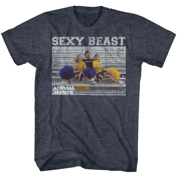 Animal House-Sexy Beast-Navy Heather Adult S/S T-Shirt - Navy Heather