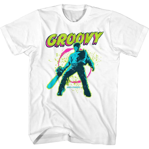 Army Of Darkness-Groovy-White Adult S/S T-Shirt - White