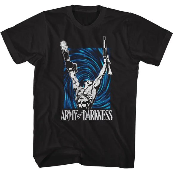 Army Of Darkness-Ash And Portal-Black Adult S/S T-Shirt - Black