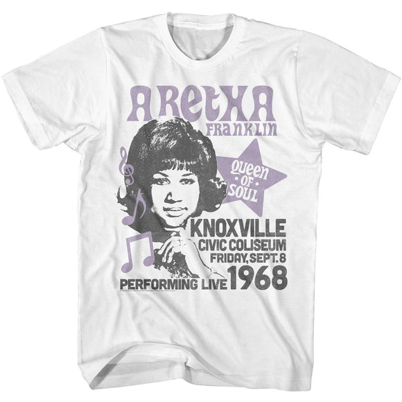 Aretha-Aretha Knoxville 1968-White Adult S/S T-Shirt - White