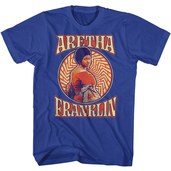 Aretha-Aretha Pattern Circle-Royal Adult S/S T-Shirt - Royal