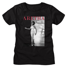 Aretha-Aretha Two Tone Bg-Black Ladies S/S T-Shirt - Black