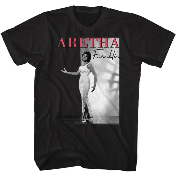 Aretha-Aretha Two Tone Bg-Black Adult S/S T-Shirt S - Black