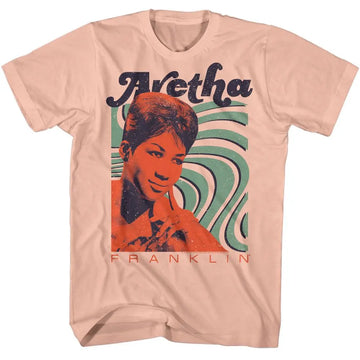 Aretha Franklin-Aretha Franklin Waves-Peach Adult S/S T-Shirt - Peach