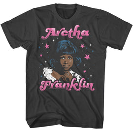 Aretha Franklin-Aretha Franklin Stars-Smoke Adult S/S T-Shirt - Smoke