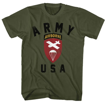 Army-Us Airborne-Military Green Adult S/S T-Shirt - Military Green