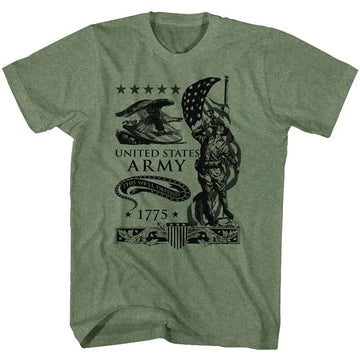 Army-This Well Defend-Military Green Heather Adult S/S T-Shirt - Military Green Heather