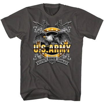 Army-Honor Respect Courage-Smoke Adult S/S T-Shirt - Smoke