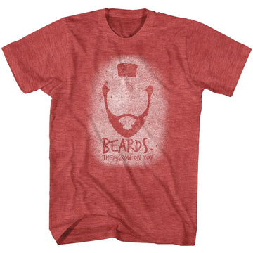 Mr T-Beards-Red Heather Adult S/S T-Shirt - Red Heather