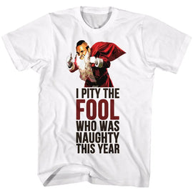 Mr T-Naughty Fool-White Adult S/S T-Shirt - White