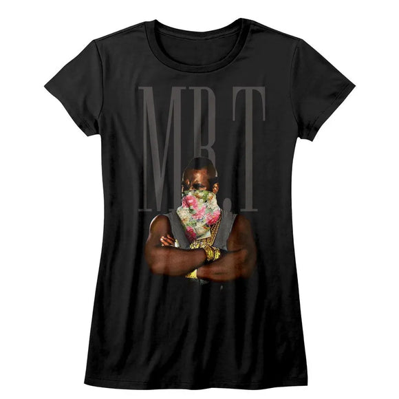 Mr T-Flower T-Black Ladies S/S T-Shirt - Black