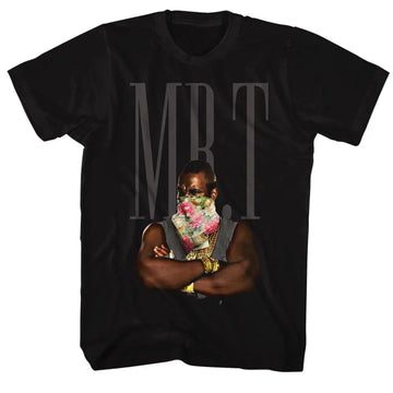 Mr T-Flower T-Black Adult S/S T-Shirt - Black