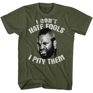 Mr T-Dont Hate-Pity-Military Green Adult S/S T-Shirt - Military Green