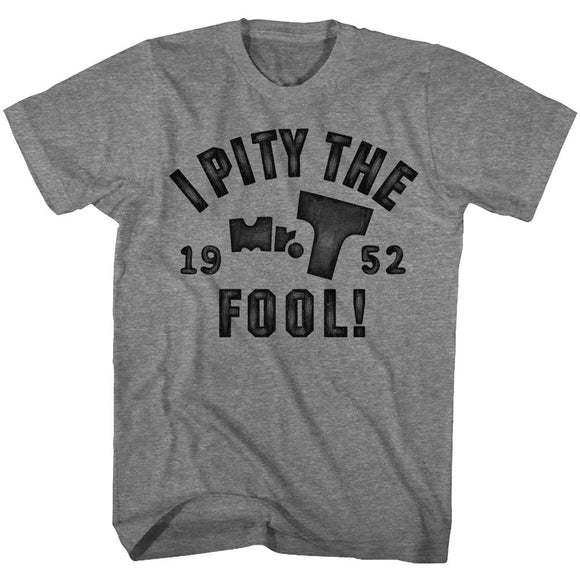 Mr T-Pity The Fool-Graphite Heather Adult S/S T-Shirt - Graphite Heather