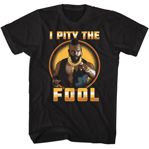 Mr T-Mr T Shiny Pity Fool-Black Adult S/S T-Shirt - Black