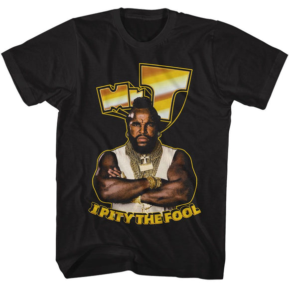 Mr T-Mr T Gold Logo-Black Adult S/S T-Shirt - Black