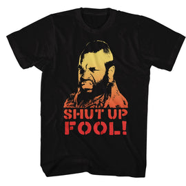 Mr T-Shut Up Fool-Black Adult S/S T-Shirt - Black