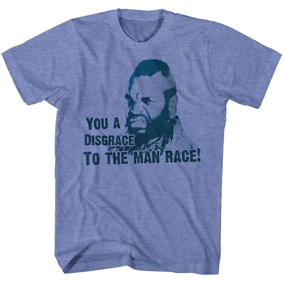 Mr T-Disgrace2-Light Blue Heather Adult S/S T-Shirt - Light Blue Heather