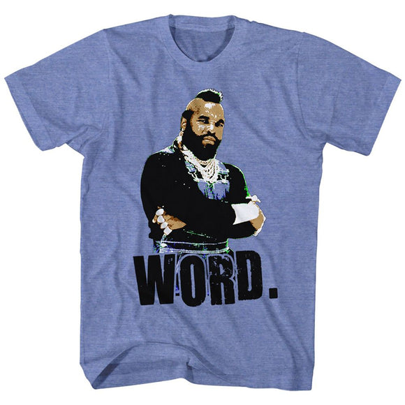 Mr T-Word-Light Blue Heather Adult S/S T-Shirt - Light Blue Heather