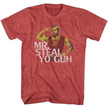 Mr T-Mr Steal Yo Guh-Red Heather Adult S/S T-Shirt - Red Heather