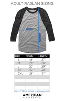 Raglan Size Chart for Back To The Future-My Other Ride-Premium Heather/Vintage Navy Adult 3/4 Sleeve Raglan-S - Premium Heather/Vintage Navy