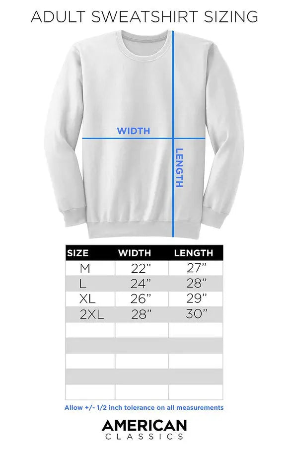 Sweatshirt Size Chart for Bing Crosby-Bing Crosby Christmas Sweater-Black Adult L/S Sweatshirt-S - Black