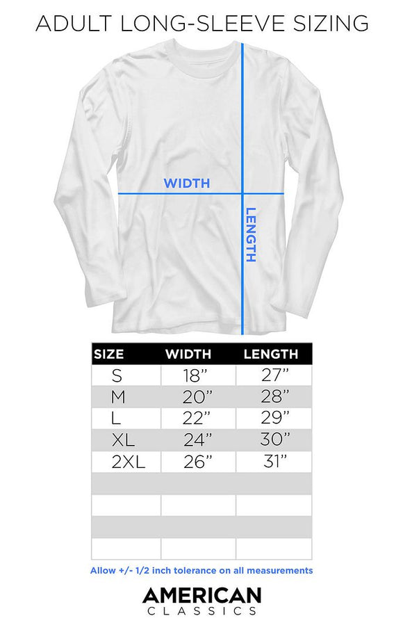 Long Sleeve Size Chart for Cheap Trick-Name Repeat-Black Adult L/S T-Shirt - Black