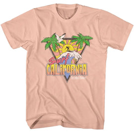 Bruce Brown Films-Bbf Surf California-Peach Adult S/S T-Shirt - Peach